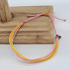 Pura Vida Multicolor Original Bracelet – Orange, Pink & Yellow with Iron P Tag