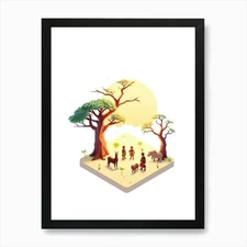 Africa 3D Illustration Art Print Framed Wall Art Poster Canvas Print Picture