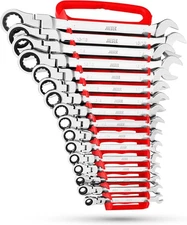 16pc IN/SAE Flex Head TIGHTSPOT Ratcheting Combination Wrench Set