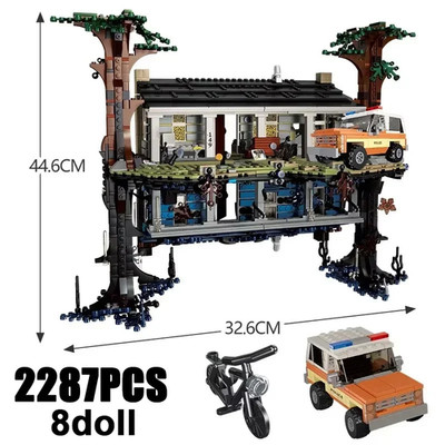 Stranger Things Klemmbausteine MOC Upside Down Haus | 2287 Teile + 8 Figuren