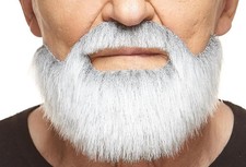 Self Adhesive Gray And White Mustache Fake Beard Costume Accessory For Adults