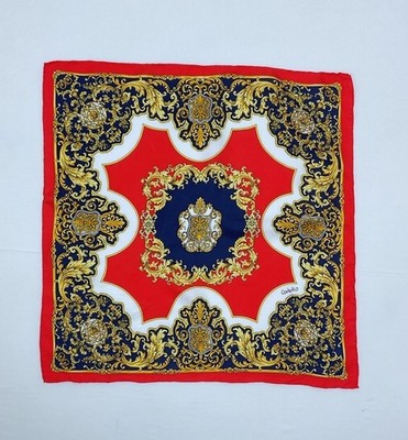 CODELLO women s Silk Scarf&neckerchief W A Baroque Batik Printing 20''/20''. EX.C