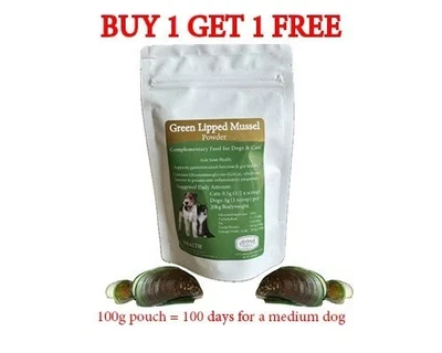 THE ANIMAL HEALTH COMPANY Green Lipped Mussel Powder - BUY 1 GET 1 FREE - for dogs & Cats