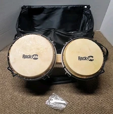 RockJam 7" and 8" Bongo Drum Set with Padded Bag and Tuning Key