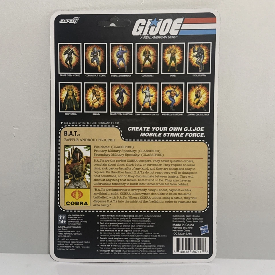 Super7 Reaction+ G.I. Joe Python Patron COBRA B.A.T. ¡Figura de acción junta tórica de 3,75"! Foto 2 de 2