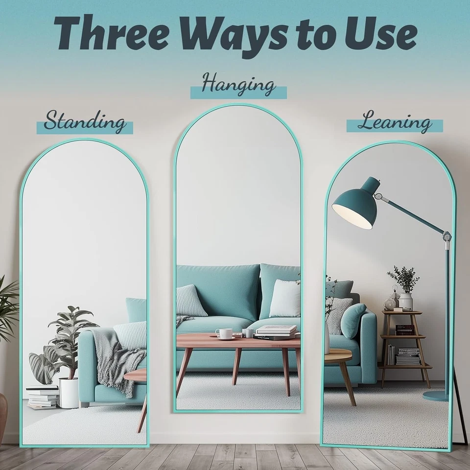 Furnbar Arched full length mirror for christmas gift 58''x18'' Blue - Image 4 of 4