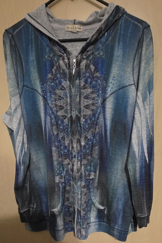 Sudadera con Capucha One World Live And Let Live Verde Cremallera Completa Talla 1X Verde/Azul Colorido  Foto 2 de 4