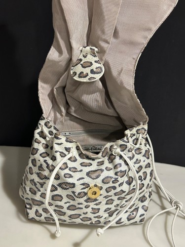 Carlos Falchi Buffalo IVORY CHEETAH LEOPARD PRINT LEATHER CROSSBODY BAG PRISTINE - Picture 9 of 16