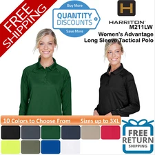 🔥 Harriton Women's Advantage Long Sleeve Tactical Polo Up To 3XL M211LW