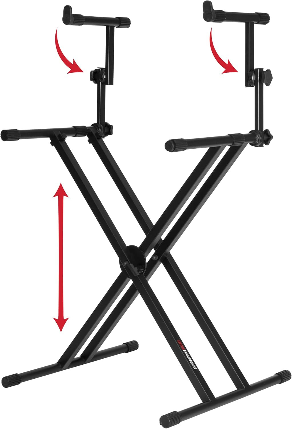 Deluxe Two Tier X-Style Keyboard Stand with Adjustable Height and Leveling Feet