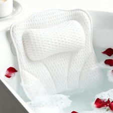 Bath Pillows for Tub Head Neck Back Support, Bathtub Pillow 4D White