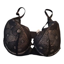 Aerie Black Lace Real Power Plunge Push Up Bra 32C