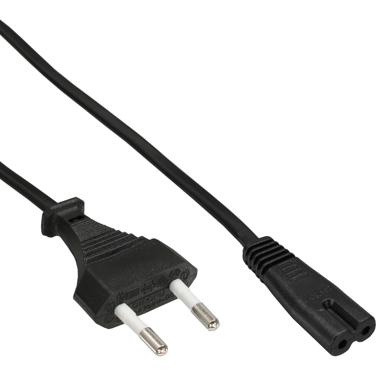 Thumbnail - Inline Netzkabel 0,3m - 10m Weiß Schwarz Für Tv Ps3 Ps4 Dvd 2 Pol.