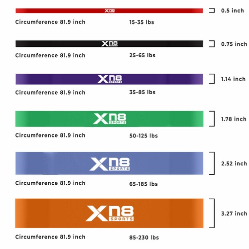 XN8 Resistance Bands Pull up Assisted Power Lifting Heavy Duty Fitness Exercise - Picture 3 of 28