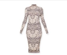 NWT- PrettyLittleThing Slinky High Neck Midi Dress- Size Small