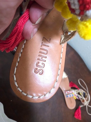 Schutz Women's Boho Gladiator Sandals With Woven Strap & Colorful Tassel Details - Picture 7 of 10