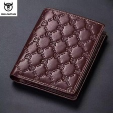 BULLCAPTAIN Men Genuine Leather Wallet RFID Blocking Coin Purse Card ID Holder