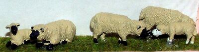 3 Schafe 3 Lämmer L20p BEMALT O Maßstab Modell 1/43 Tiere Metall
