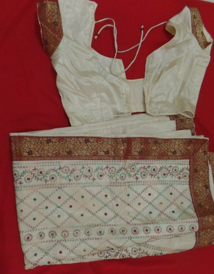 Bollywood Pakistán Diseñador India Boda Lengha Seda Sari Listo Blusa Choli Foto 2 de 4