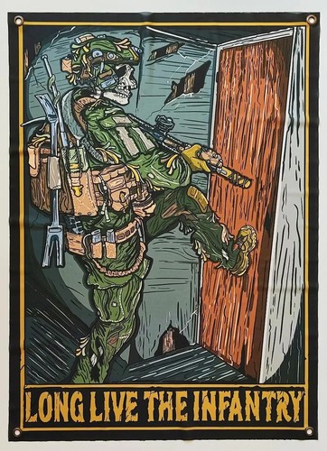 Tactical Military Banner "Long Live the Infantry" – Warrior Wall Flag - 第 1/1 張圖片