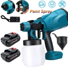 High Pressure Cordless Paint Sprayer Electric Airless HVLP Spray Gun +2 Battery