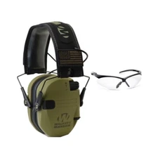 Walkers Razor Slim Electronic Shooting Range Earmuffs OD Patriot Glasses