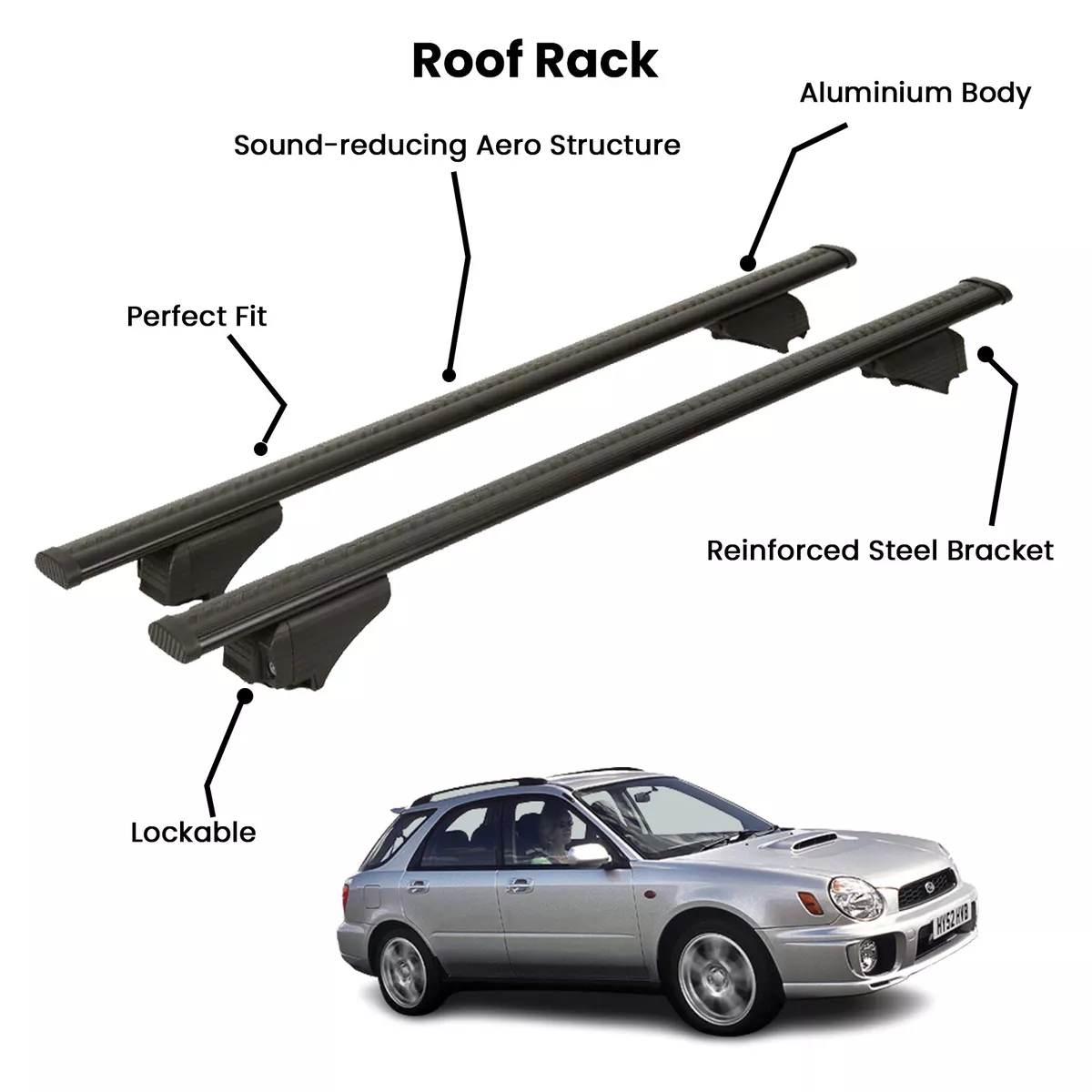 2 Pcs Black Cross Bars for SUBARU IMPREZZA SW 2000 2007