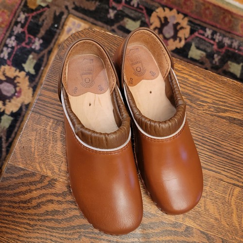 Bastad Original Women's Brown Wooden Clogs Leather Sweden Size 35 U.S. 4.5 - Picture 3 of 9