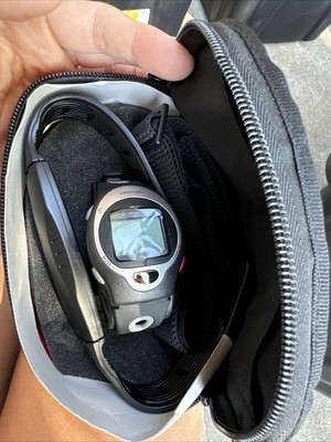 Omron HR-100C Heart Rate Monitor Watch NEEDS Batteries Chest Strap Case Manual