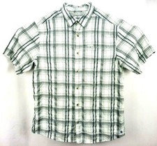 Columbia Men's Shirt Size L S/S Button Up White/Teal/Gray Plaid Omni-Shade