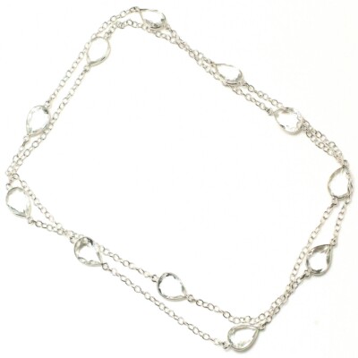 Awesome White Topaz Gemstone Handmade 925 Sterling Silver Jewelry Necklace 36''