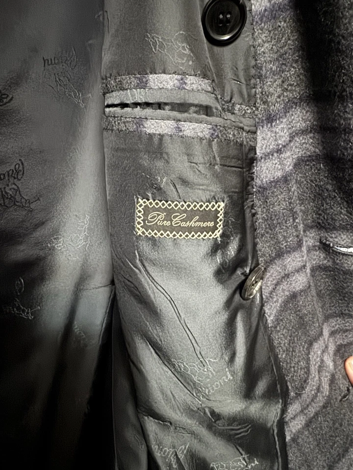 Brioni - Cashemere para hombre - Chaqueta abrigo Martigny - Cuadros negros Foto 4 de 4