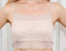 Bra 100 Natural Silk Women Lace Wireless Bandeau Bra Mini Camisole Half Cami