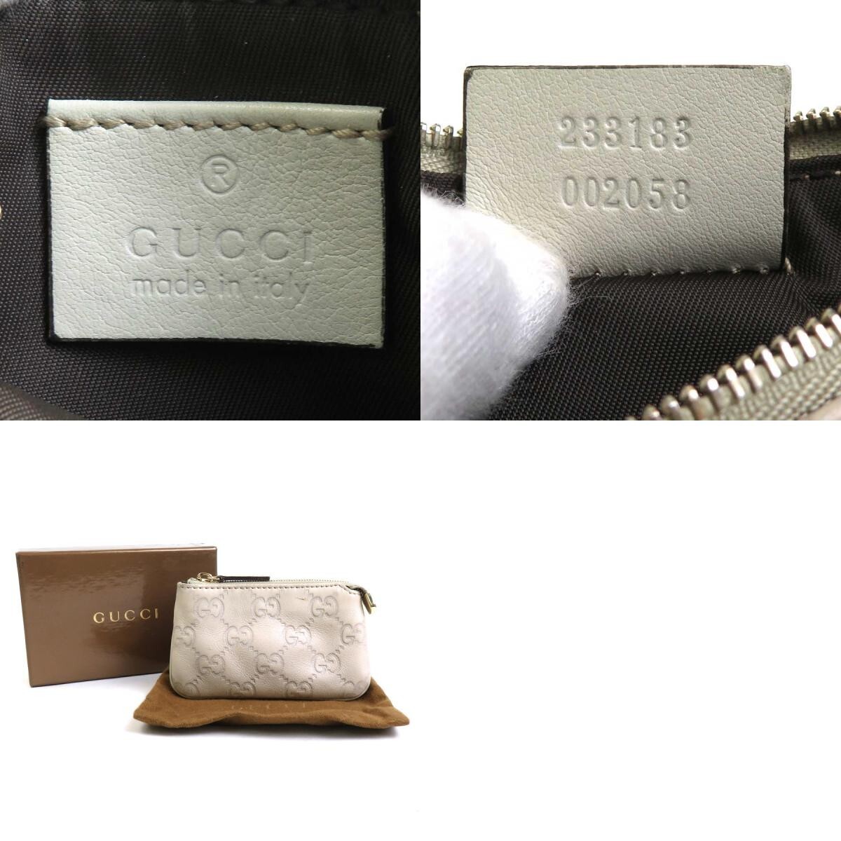 Gucci 233183 Coin Purse Key Chain GG Leather Ivory Used from Japan eBay