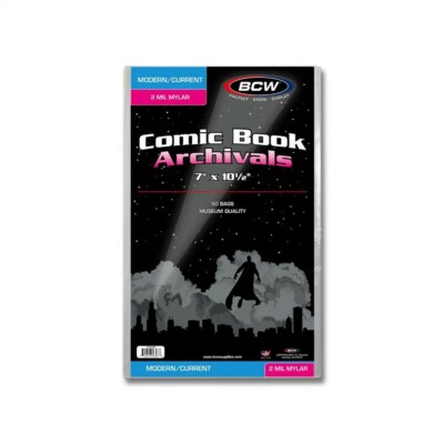 Pack of 50 BCW Current Comic Mylar Bags 2 Mil 7x10.5 Acid Free Archivals