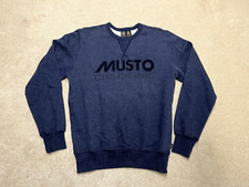 Musto Sweater Size Small Ocean Engineered Dark Blue / Grey Spell Out