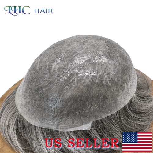 Thin Skin Mens Toupee Human Hair Replacement System V-looped 0.06mm PU Hairpiece - 第 3/86 張圖片