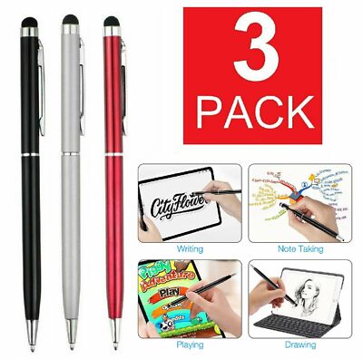 3x 2in1 Touch Screen Pen Stylus Universal For iPhone iPad Samsung Tablet Phone
