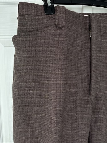Vtg 40s 50s Pendleton Wool Pants Western 33x31 Thick Heavy Brown Gold Plaid - Picture 2 of 16
