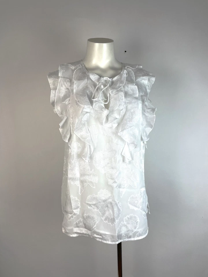 LOTE de 2 DOS Blusa sin mangas sin mangas Attention para mujer Camiseta sin mangas con volantes Frontal L Foto 2 de 4