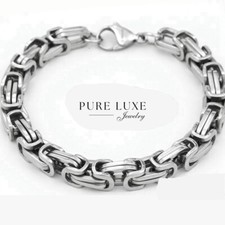 Men's 8.5" Stainless Steel 8mm Byzantine Chain Bracelet,High Polish BOX