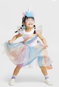 Kids Rainbow Unicorn Dress Up Halloween Costume Size L Hyde And Eek | eBay