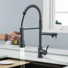 Modern Black Kitchen Sink Faucet Pull Out Sprayer Single Handle 1 hole Mixer Tap