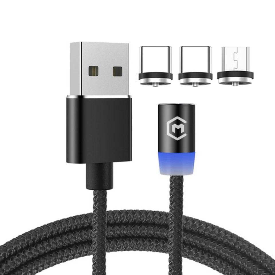 Ladekabel Magnet für Samsung Handy USB C Typ-C Micro LED Huawei Xiaomi 3 Adapter