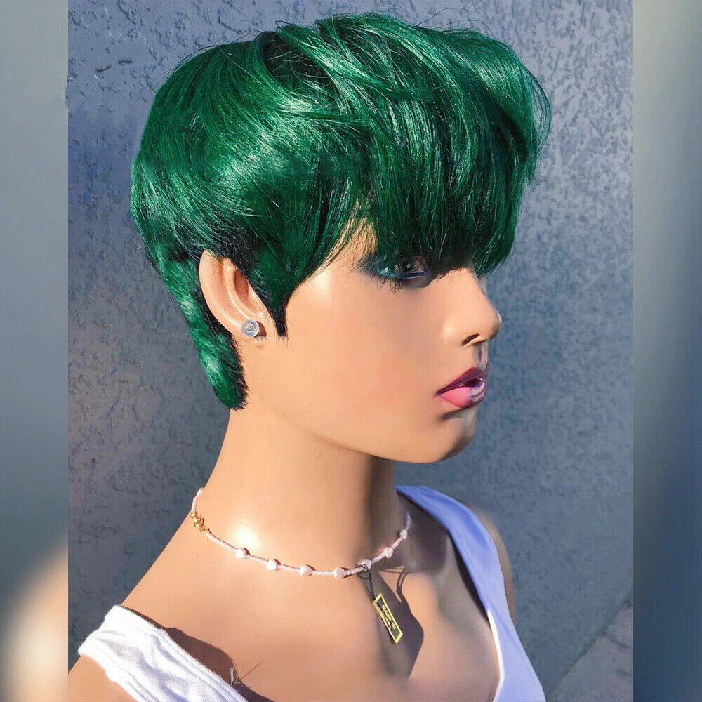 Short dark on sale green wig