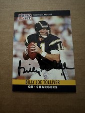 Billy Joe Tolliver Signed 1990 PRO SET #282 San Diego Chargers NFL AUTO Texas TK