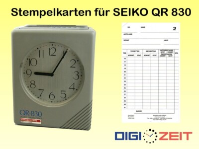 Stempelkarten für Kienzle Bürk  / Seiko QR 830   je Pack 100 Stück