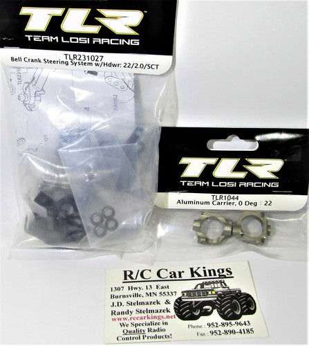 Team Losi Racing TLR 22 Front Aluminum Carrier 0 Deg and bell Crank Steering LOT - Picture 5 of 6