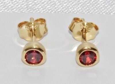 Granat Ohrstecker 9 kt Gelbgold auf Silber - Geburtsstein Januar