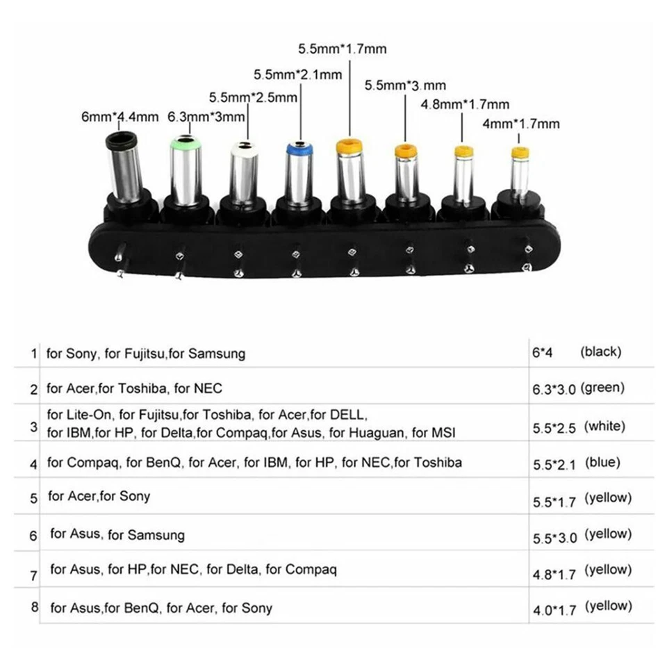96W Universal Ladegerät Netzteil für Laptop Notebook DC Ladekabel 12-24V - Bild 2 von 4